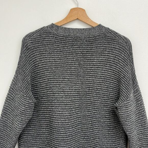 FRNCH Ribbed Textured Boxy Crewneck Pullover 3/4 Sleeve Cotton Sweater S/M - Picture 4 of 13